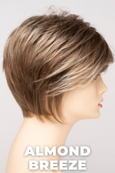 Color Swatch Almond Breeze for Envy wig Chantel. Dark warm honey blonde with subtle creamy blonde and pale blonde highlights.