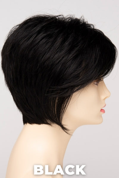 Color Swatch Black for Envy wig Chantel. Rich dark ebony with subtle warm undertones.