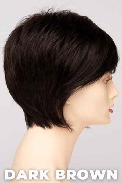 Color Swatch Dark Brown for Envy wig Chantel. A blend of rich dark brown and dark mahogany brown with cool undertones.