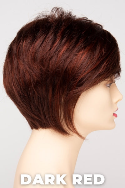 Color Swatch Dark Red for Envy wig Chantel. Dark auburn red base with a blend of deep copper, mahogany and bright burgundy woven throughout.