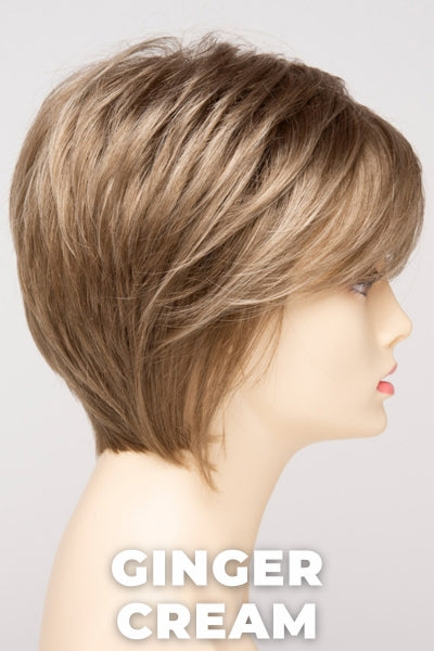 Color Swatch Ginger Cream for Envy wig Chantel. Cool light brown and beige blonde blend with pale blonde highlights.