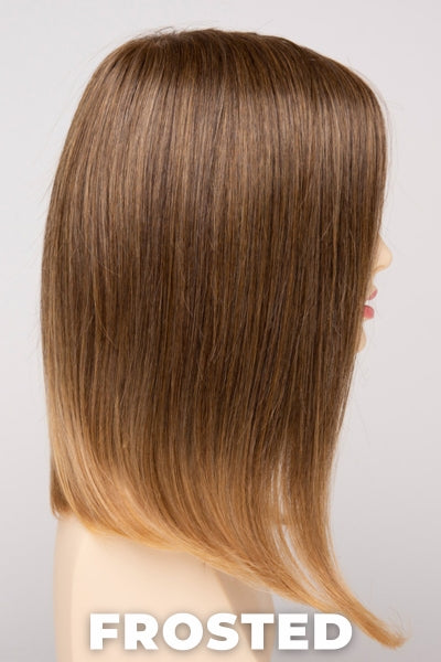 Color Swatch Frosted for Envy wig Chelsea Human Hair Blend. Creamy blonde with cool undertones and warm beige blonde tips.