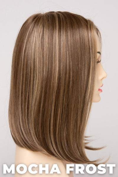 Color Swatch Mocha Frost for Envy wig Chelsea Human Hair Blend. Golden brown with subtle golden blonde highlights.