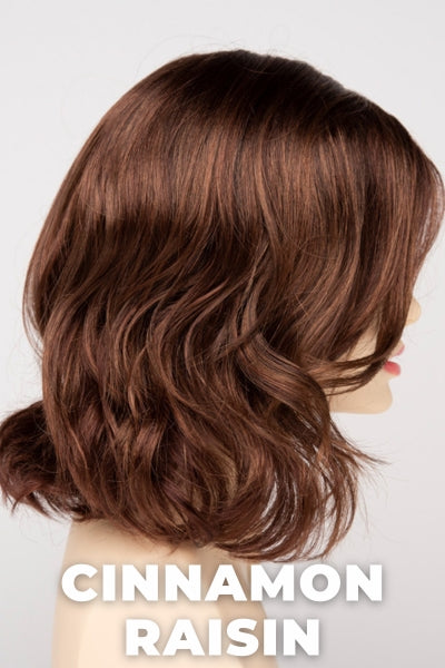 Color Swatch Cinnamon Raisin for Envy wig Chloe. A blend of medium chestnut brown with subtle golden auburn highlights.