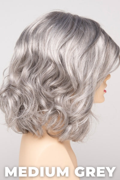 Color Swatch Medium Grey for Envy wig Chloe. A silvery blend of salt and pepper with medium brown woven throughout.