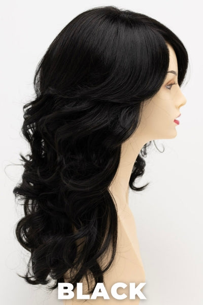 Color Swatch Black for Envy wig Christine. Rich dark ebony with subtle warm undertones.