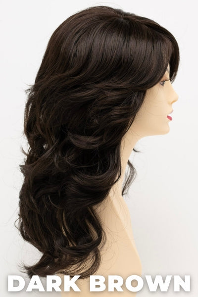 Color Swatch Dark Brown for Envy wig Christine. A blend of rich dark brown and dark mahogany brown with cool undertones.