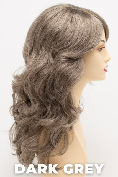 Color Swatch Dark Grey for Envy wig Christine. Silver grey base with hints of neutral brown woven throughout.