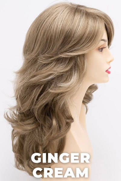 Color Swatch Ginger Cream for Envy wig Christine. Cool light brown and beige blonde blend with pale blonde highlights.