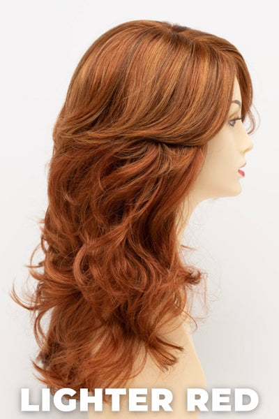 Color Swatch Lighter Red for Envy wig Christine. Auburn red base with bright copper and golden strawberry blonde highlights.