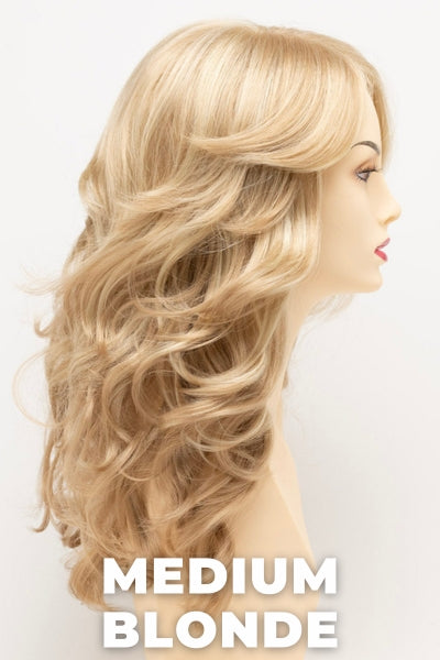 Color Swatch Medium Blonde for Envy wig Christine. Golden blonde, pale blonde and champagne blonde blend.