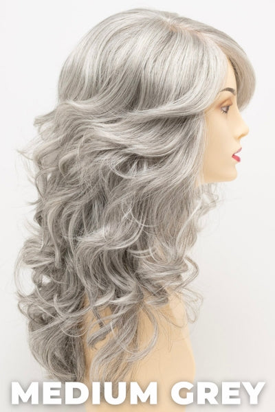 Color Swatch Medium Grey for Envy wig Christine. A silvery blend of salt and pepper with medium brown woven throughout.