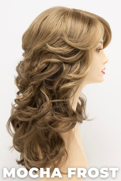 Color Swatch Mocha Frost for Envy wig Christine. Golden brown with subtle golden blonde highlights.
