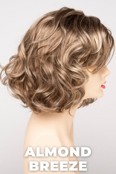 Color Swatch Almond Breeze for Envy wig Coco. Dark warm honey blonde with subtle creamy blonde and pale blonde highlights.