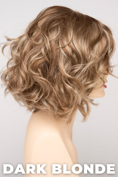 Color Swatch Dark Blonde for Envy wig Coco. Deep blonde with red undertones and bright wheat highlights.