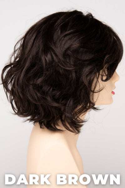 Color Swatch Dark Brown for Envy wig Coco. A blend of rich dark brown and dark mahogany brown with cool undertones.