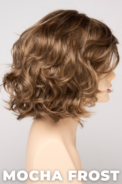 Color Swatch Mocha Frost for Envy wig Coco. Golden brown with subtle golden blonde highlights.