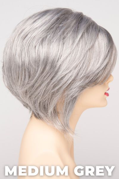 Color Swatch Medium Grey for Envy wig Juliet. A silvery blend of salt and pepper with medium brown woven throughout.