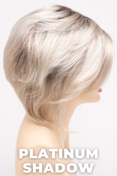 Color Swatch Platinum Shadow for Envy wig Juliet.  Cool toned platinum blonde base with a dark root.