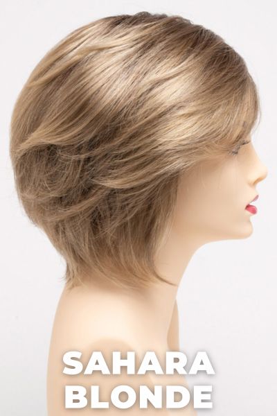 Color Swatch Sahara Blonde for Envy wig Juliet.  Dark blonde and light golden blonde blended base with chestnut roots.