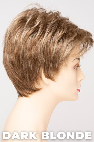 Color Swatch Dark Blonde for Envy wig Raven.  Deep blonde with red undertones and bright wheat highlights.