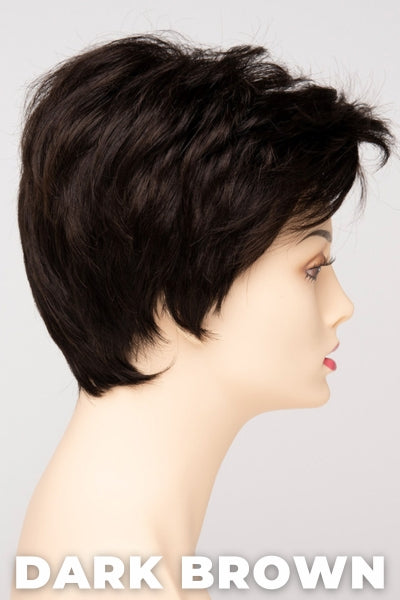 Color Swatch Dark Brown for Envy wig Raven.  A blend of rich dark brown and dark mahogany brown with cool undertones.