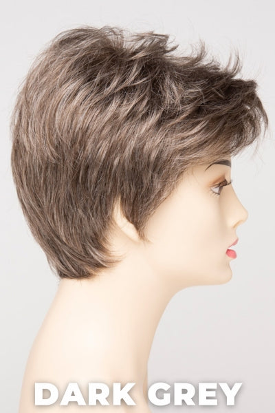 Color Swatch Dark Grey for Envy wig Raven.  Silver grey base with hints of neutral brown woven throughout.