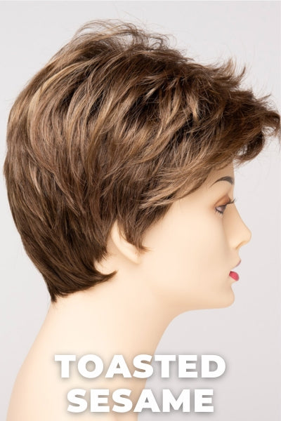 Envy-Raven-Toasted Sesame. 3-Tone color combination of a Light Brown with Medium Brown roots and Wheat Blond highlights