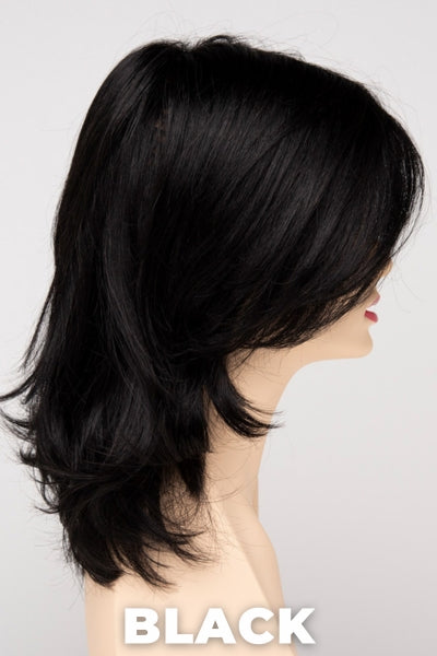 Color Swatch Black for Envy wig Rylee.  Rich dark ebony with subtle warm undertones.