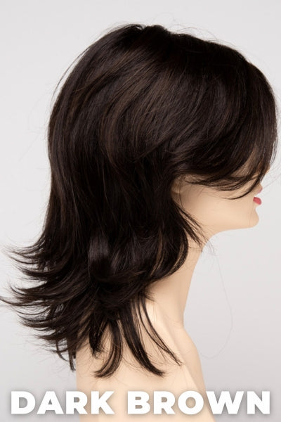 Color Swatch Dark Brown for Envy wig Rylee.  A blend of rich dark brown and dark mahogany brown with cool undertones.