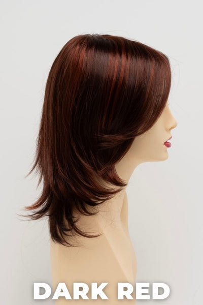 Color Swatch Dark Red for Envy wig Rylee.  Dark auburn red base with a blend of deep copper, mahogany and bright burgundy woven throughout.