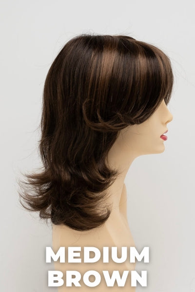 Color Swatch Medium Brown for Envy wig Rylee.  A rich neutral brown with lowlights and highlights woven throughout.