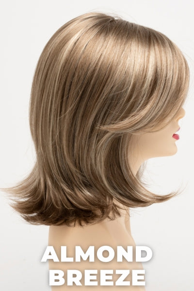 Color Swatch Almond Breeze for Envy wig Sam.  Dark warm honey blonde with subtle creamy blonde and pale blonde highlights.