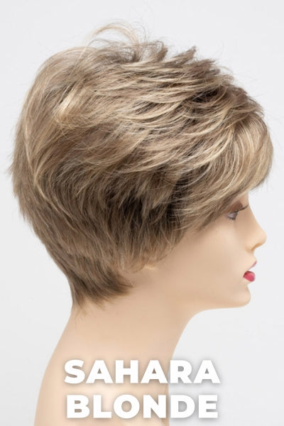 Color Swatch Sahara Blonde for Envy wig Tiffany.  Dark blonde and light golden blonde blended base with chestnut roots.