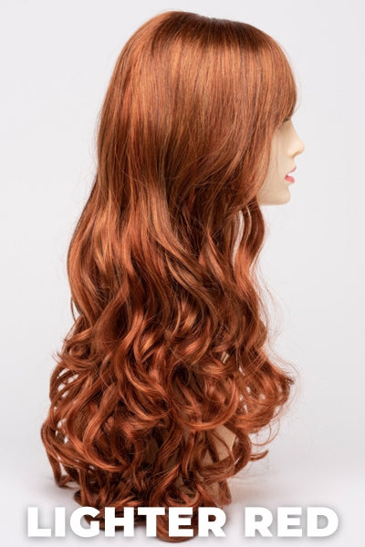 Color Swatch Lighter Red for Envy wig Wendi.  Auburn red base with bright copper and golden strawberry blonde highlights.