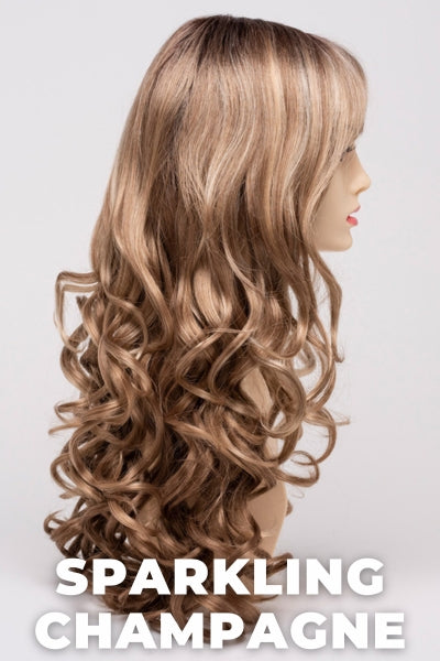 Color Swatch Mocha Frost for Envy wig Wendi.  Golden brown with subtle golden blonde highlights.