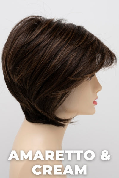 Envy - Whitney - Amaretto & Cream. 3-Tone blend of Dark Brown roots, Medium Brown base, and Honey Blond highlights