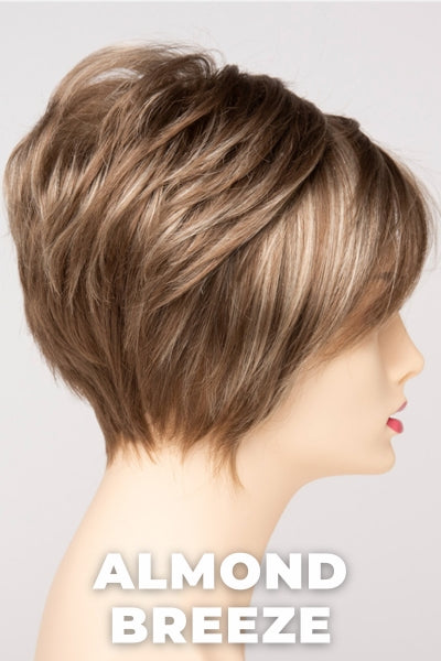 Color Swatch Almond Breeze for Envy wig Tinsley.  Dark warm honey blonde with subtle creamy blonde and pale blonde highlights.