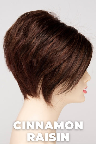 Color Swatch Cinnamon Raisin for Envy wig Tinsley.  A blend of medium chestnut brown with subtle golden auburn highlights.