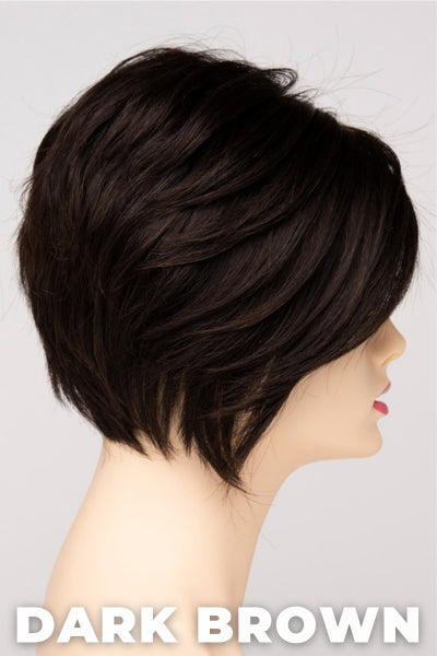 Color Swatch Dark Brown for Envy wig Tinsley.  A blend of rich dark brown and dark mahogany brown with cool undertones.