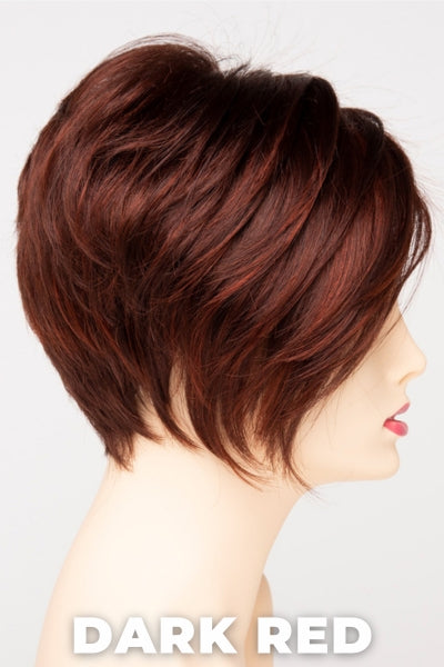 Color Swatch Dark Red for Envy wig Tinsley.  Dark auburn red base with a blend of deep copper, mahogany and bright burgundy woven throughout.