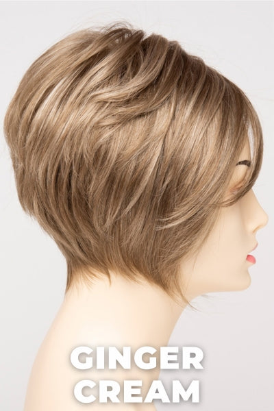 Color Swatch Ginger Cream for Envy wig Tinsley.  Cool light brown and beige blonde blend with pale blonde highlights.