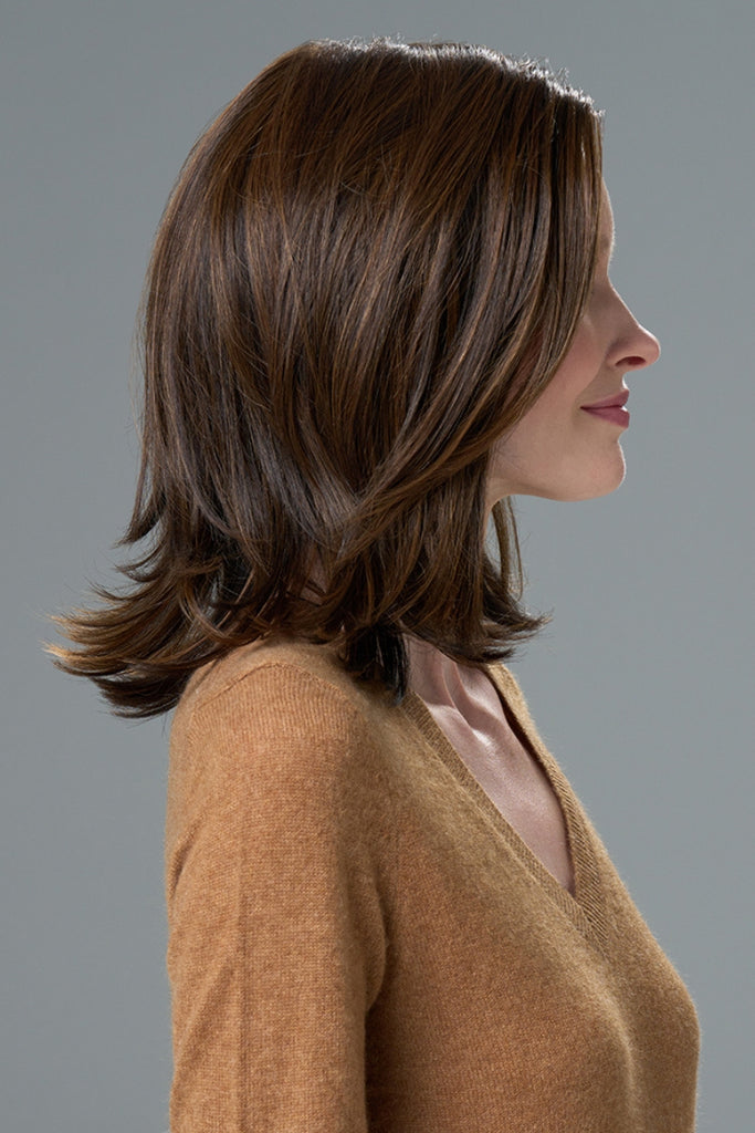 Side of model wearing the color Espresso.