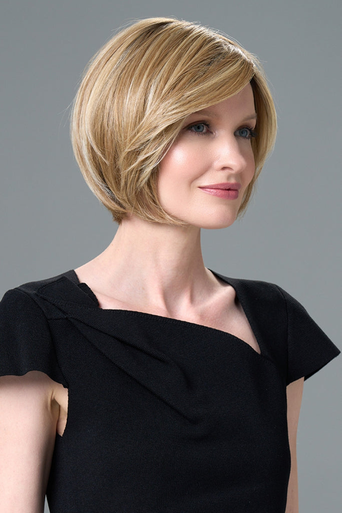 Side of woman wearing the color Sparkling Champagne.