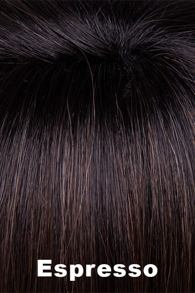 Envy Wigs - Destiny - Human Hair Blend - Espresso. A cool, multi-dimensional medium brown with darker brown roots.