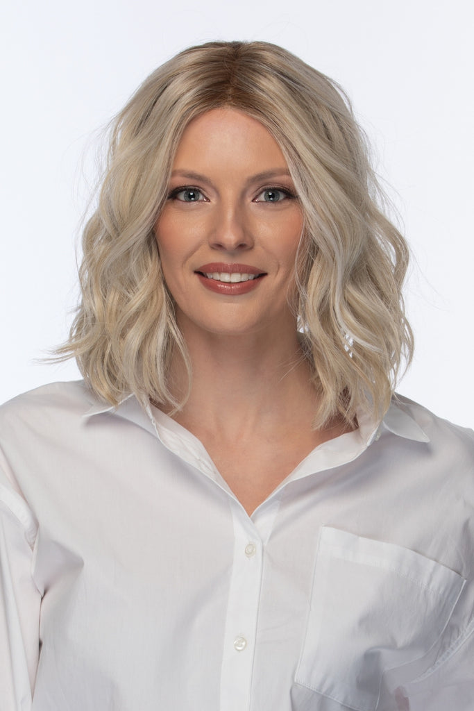 Model wearing Somers by Estetica wigs.