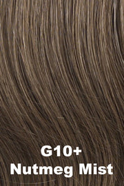 Color Nutmeg Mist (G10+) for Gabor wig Instinct Luxury.  Warm medium brown base with dark blonde and light brown highlights.