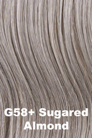 Color Sugarred Almond (G58+) for Gabor wig Instinct Luxury.  Smokey grey with light brown undertones and silver and pearl grey highlights.