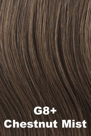 Color Chestnut Mist (G8+) for Gabor wig Instinct Luxury.  Neutral medium brown base with subtle light brown highlights.