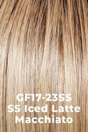 Color SS Iced Latte Macchiato (GF17-23SS) for Gabor wig Dress Me Up.  A dark root with a Honey Blonde base shaded with Pale Blonde.
